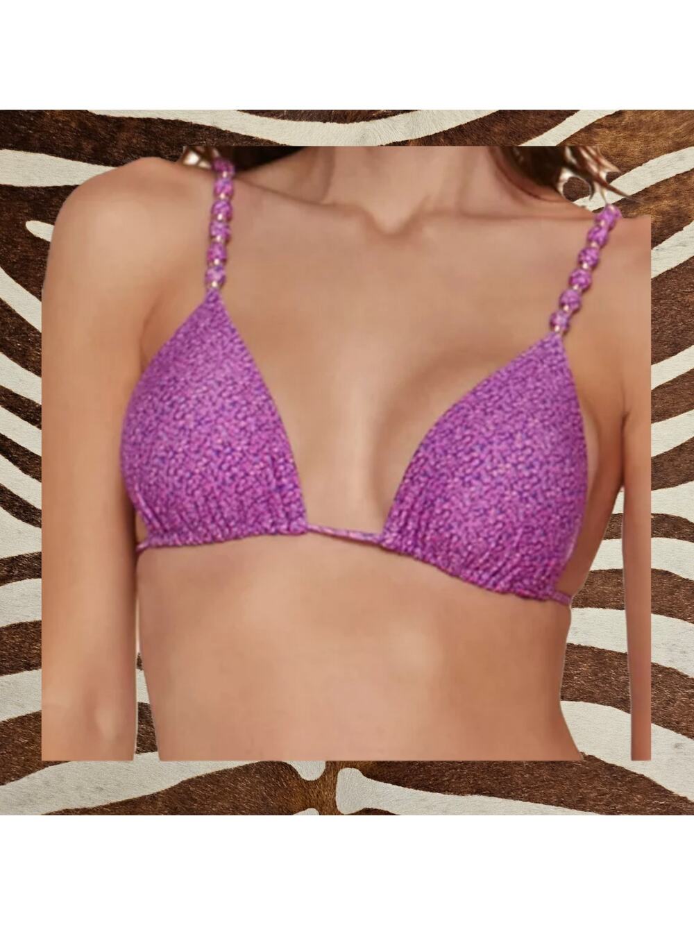 ViX Paula Hermanny Lyra Printed Beaded Bikini Top Sz D